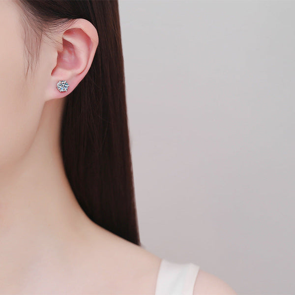 Magnetic Brilliance: Discover the Elegance of Non-Piercing 6-Prong Moissanite & CZ Stud Earrings