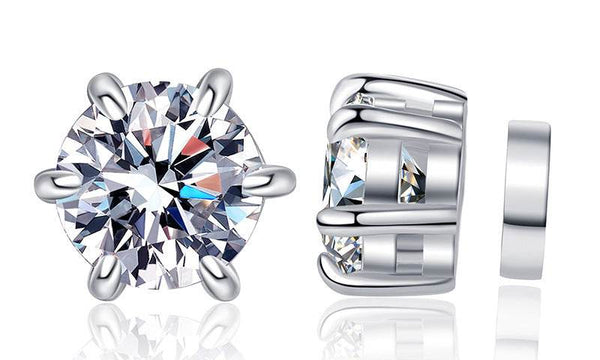 Non-Pierced Bridal Earrings: Magnetic CZ & Moissanite for Wedding Day Sparkle
