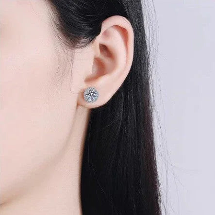 Embrace Your Sparkle with Multicolor Moissanite Halo Stud Earrings - FITINY Jewelry