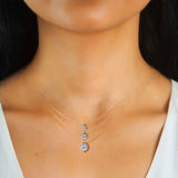 S925 Mermaid Tear Floating CZ Necklace, Sterling Silver Invisible Fishing Line 6-8mm Cubic Zirconia Pendant, 40+5cm Adjustable Dainty Minimalist Choker