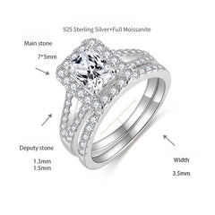 Moissanite Solitaire Ring in Sterling Silver with 18K White Gold Plating – Elegant French-Inspired Stackable Band for Women