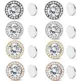 Stainless Steel Magnetic CZ Round Halo Stud Earrings for Men Women, Round Cubic Zirconia Inlaid Magnetic Earrings Non-Piercing Clip On Stud Earring - Fitiny