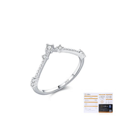 V-Shape Moissanite Accent Sterling Silver Ring for Women - On Model View - FITINY