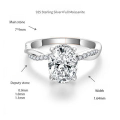 Oval Moissanite Ring Set – Elegant Four-Prong Engagement Ring with Matching Stackable Band