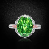 Bague ajustable multicolore en zircone cubique ovale taille fleur de glace, bleu et vert, 10 x 14 mm, 8A, bande pavée bicolore, luxe délicat 
