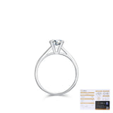 Round Moissanite Solitaire Ring in Sterling Silver – Minimalist Engagement or Wedding Band
