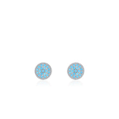 Round Turquoise Stud Earrings in Sterling Silver – Minimalis - Detail View - FITINY Jewelry