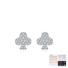 Clover Flower Moissanite Stud Earrings in Sterling Silver –  - Detail View - FITINY Jewelry