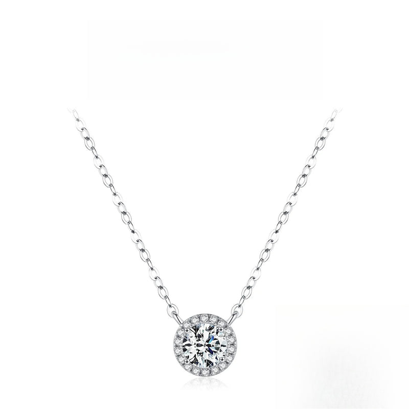 Geometric Moissanite Necklace in Sterling Silver – Square, R - Front View - FITINY Jewelry