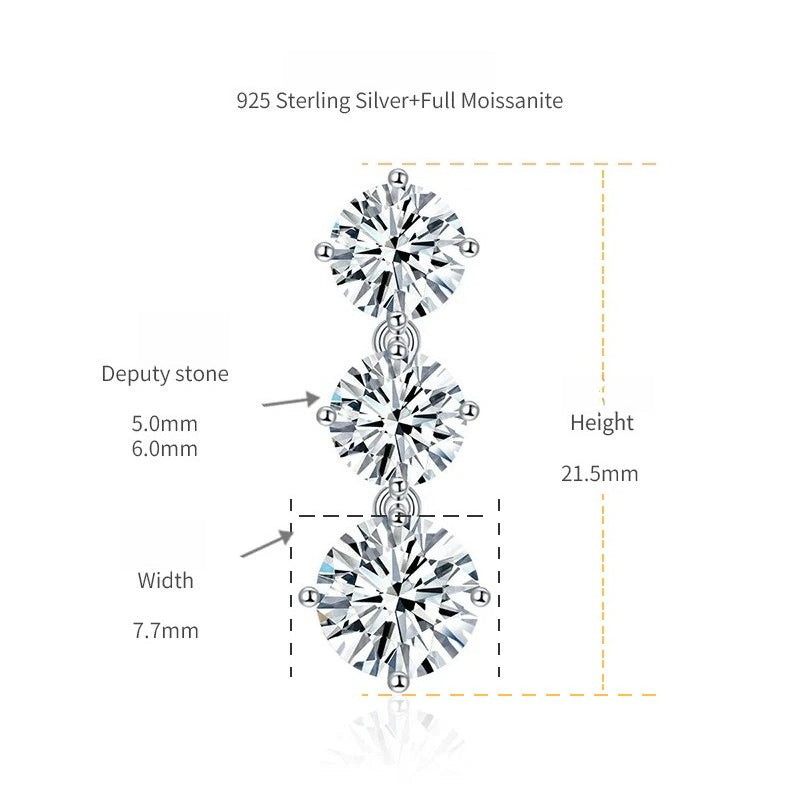 Geometric Four-Prong Moissanite Stud Earrings in 925 Sterlin - Detail View - FITINY Jewelry