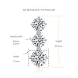 Geometric Four-Prong Moissanite Stud Earrings in 925 Sterlin - Detail View - FITINY Jewelry