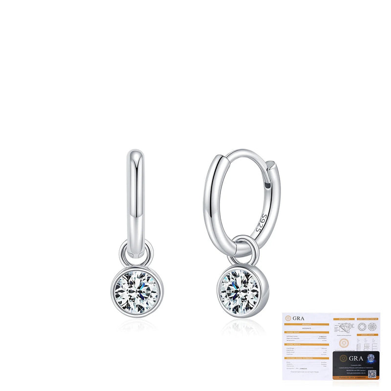 Round Moissanite Bubble Pendant Earrings in Sterling Silver  - Detail View - FITINY Jewelry