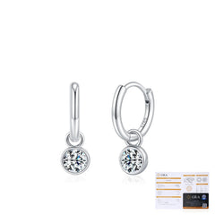 Round Moissanite Bubble Pendant Earrings in Sterling Silver  - Detail View - FITINY Jewelry