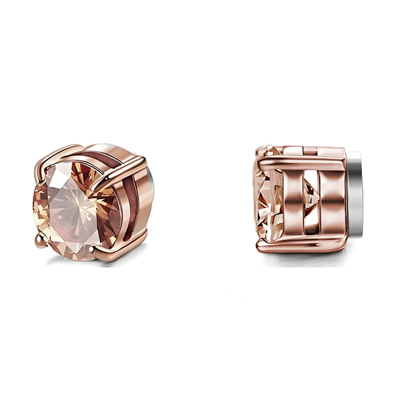 Stainless Steel Magnetic Stud Earrings for Men Women Unisex, 6/8mm 4-Prong Round CZ Inlaid Magnetic Earrings Non-Piercing Clip On Studs - Fitiny