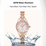 Seno Rhinestone Bracelet Watch, 30M Waterproof, Shimmering Rhinestone & Diamond Dial, Stylish Quartz Wristwatch for Women, Elegant Jewelry Clasp Timepiece