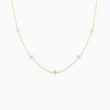 18K Gold Plated Tiny Blue Flower Necklace For Women, Gold Color Cute Pendant Necklace, Trendy Female Fashion Jewelry