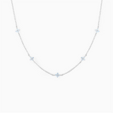 18K Gold Plated Tiny Blue Flower Necklace For Women, Gold Color Cute Pendant Necklace, Trendy Female Fashion Jewelry