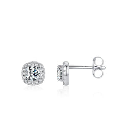 Heart, Teardrop, Square & Round Moissanite Stud Earrings in  - Front View - FITINY Jewelry