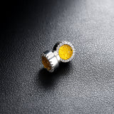 Multicolor Crystal Cluster Magnetic Round Halo Stud Earrings for Men Women, 6mm Round Crystal Inlaid Magnetic Earrings Non-Piercing Clip On Stud Earring - Fitiny