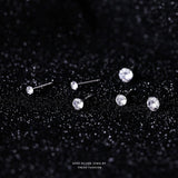 S999 Dazzling Minimalist CZ Stud Earrings, 2-8MM Cubic Zirconia Hypoallergenic Pure Sterling Silver Tiny Earrings for Sensitive Ears Daily - Fitiny