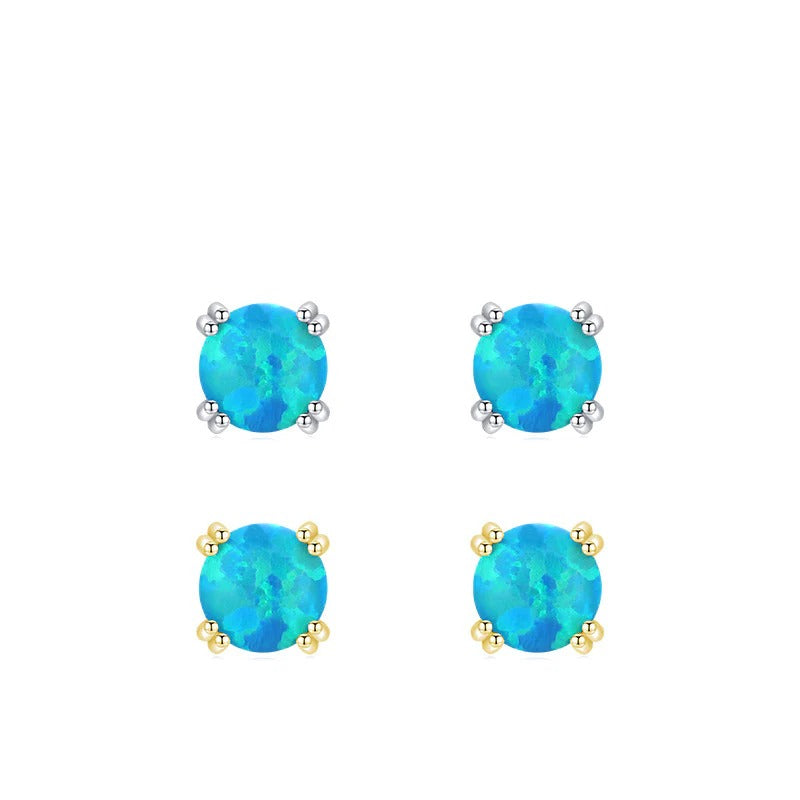 Minimalist Sterling Silver and Gold Geometric Stud Earrings  - Front View - FITINY Jewelry