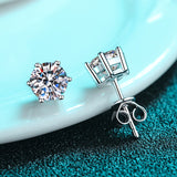 S925 Moissanite Classic 6-Prong Stud Earrings For Men Women Gift, 0.2-2ct D-Grade VVS Certificated Moissanite Sterling Silver Studs