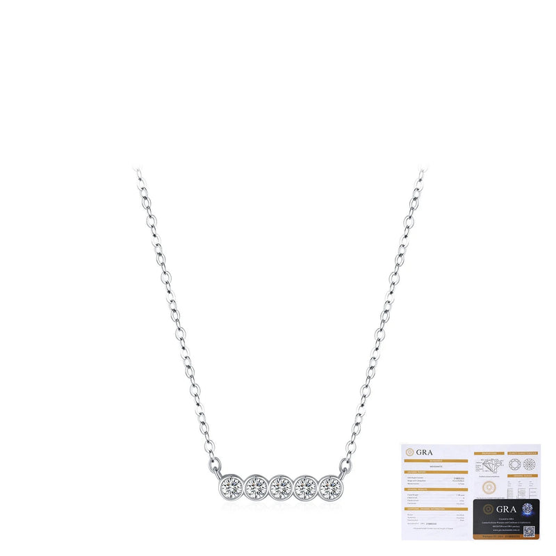 Geometric Moissanite Pendant Necklace in Sterling Silver – D - On Model View - FITINY