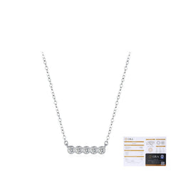 Geometric Moissanite Pendant Necklace in Sterling Silver – D - On Model View - FITINY
