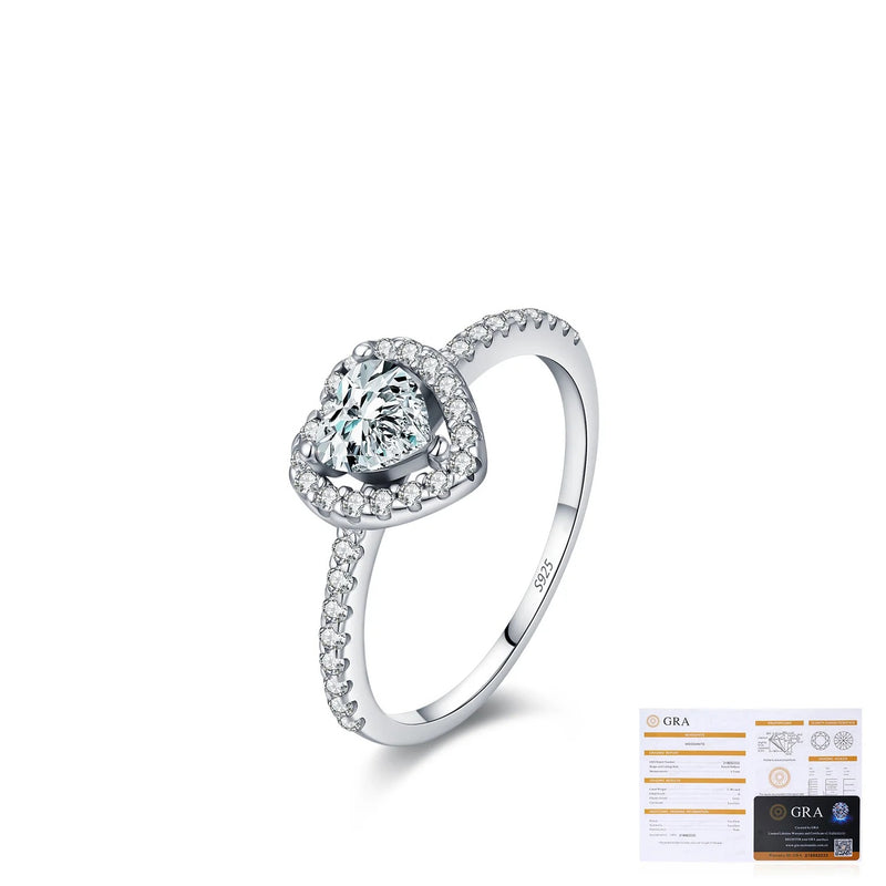 Heart-Shaped Moissanite Ring in Sterling Silver for Women - Detail View - FITINY Jewelry