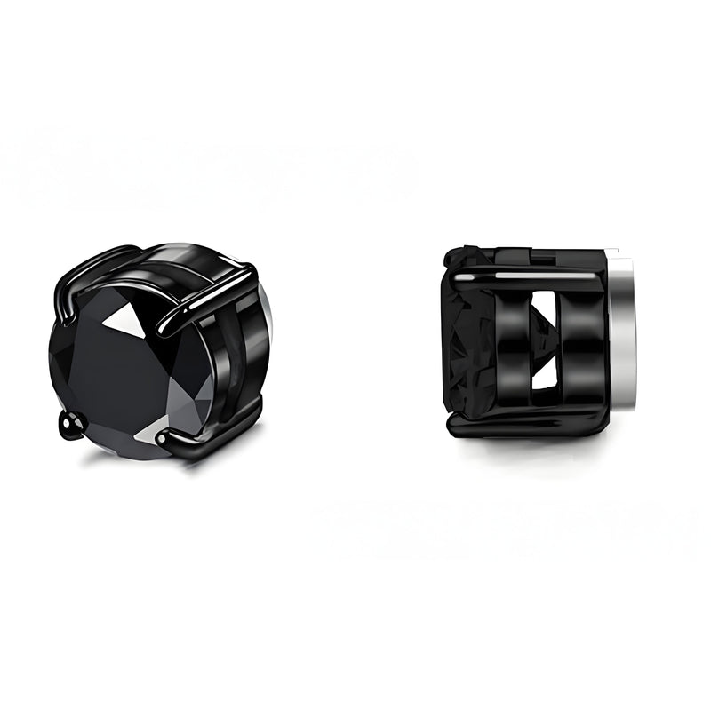 Stainless Steel Magnetic Stud Earrings for Men Women Unisex, 6/8mm 4-Prong Round CZ Inlaid Magnetic Earrings Non-Piercing Clip On Studs - Fitiny