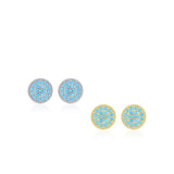 Round Turquoise Stud Earrings in Sterling Silver – Minimalis - Front View - FITINY Jewelry
