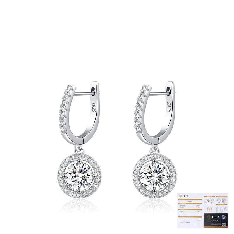 Geometric Round Brilliant Zirconia Hoop Earrings in Sterling - Detail View - FITINY Jewelry