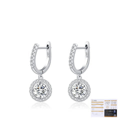 Geometric Round Brilliant Zirconia Hoop Earrings in Sterling - Detail View - FITINY Jewelry