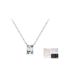 Emerald-Cut Moissanite Pendant Necklace in Sterling Silver – - Detail View - FITINY Jewelry