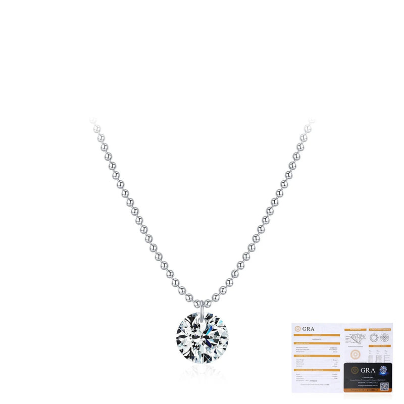 Round Moissanite Solitaire Pendant Necklace in Sterling Silv - Detail View - FITINY Jewelry