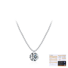 Round Moissanite Solitaire Pendant Necklace in Sterling Silv - Detail View - FITINY Jewelry