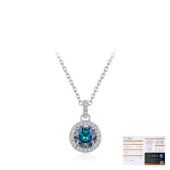 Geometric Rainbow Moissanite Pendant Necklace in Sterling Si - Detail View - FITINY Jewelry