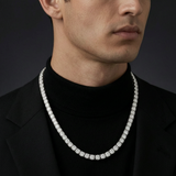 Man wearing the White Gold (Width 5mm) iced out tennis chain necklace