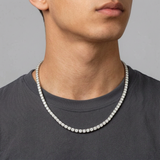 White Gold (Width 3mm) iced out tennis chain necklace worn