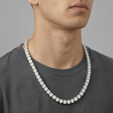 White Gold (Width 6mm) iced out tennis chain necklace worn