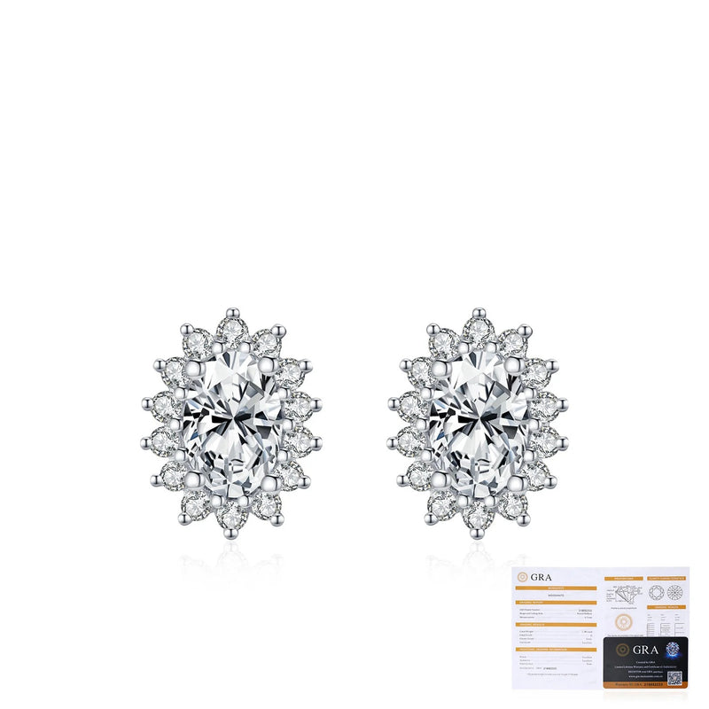 Floral Moissanite Stud Earrings in Sterling Silver - Detail View - FITINY Jewelry
