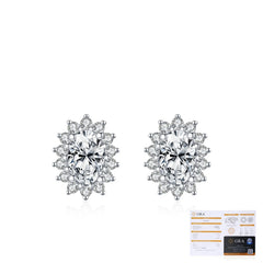 Floral Moissanite Stud Earrings in Sterling Silver - Detail View - FITINY Jewelry