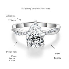 D-Grade Moissanite Drop Ring Set – 2ct Solitaire Engagement  - Gift Box - FITINY Jewelry