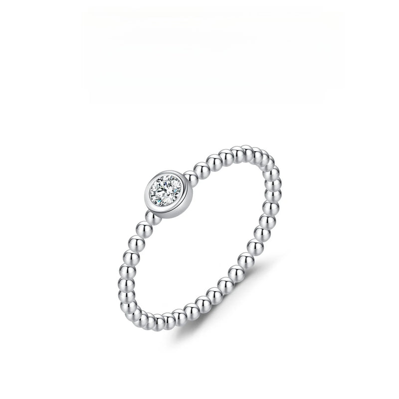 Four-Leaf Clover Moissanite Ring in Sterling Silver – Chic E - Front View - FITINY Jewelry
