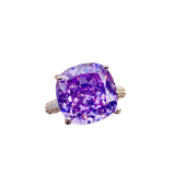 Multicolor Star Cut Bold Square CZ Adjustable Ring, Super Sparkling 14*14mm Main Cubic Zirconia, Pavé CZ Band, Dainty Luxe