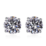 S925 Multicolor Moissanite 4-Prong Stud Earrings, 10 Color 0.5-3ct D-Grade VVS Certificate, Unisex Hypoallergenic Sterling Silver Gift - Fitiny