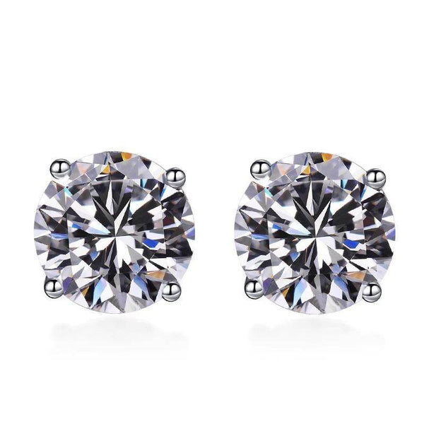 S925 Multicolor Moissanite 4-Prong Stud Earrings, 10 Color 0.5-3ct D-Grade VVS Certificate, Unisex Hypoallergenic Sterling Silver Gift - FITINY Jewelry