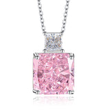 Multicolor Ice Flower Cut CZ Dual Cushion Pendant Necklace, 12*12mm 5A Cubic Zirconia, Dainty Luxe Pendant