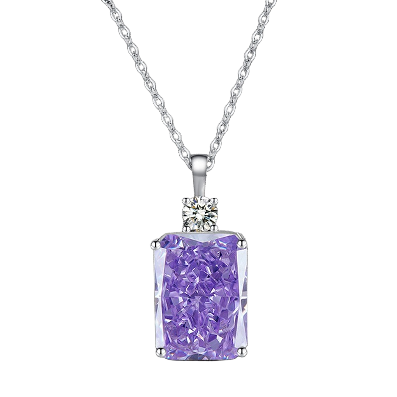 Multicolor Ice Flower Cut CZ Pendant Necklace, 10*14mm 5A Cubic Zirconia, 6 Color Options, Dainty Luxe Pendant