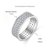 S925 Moissanite Matching Couple Eternity Bands Wedding Rings, Two-Row 1ct & Three-Row 1.8ct, D-Grade VVS, 18K White Gold Plated Unisex Rings